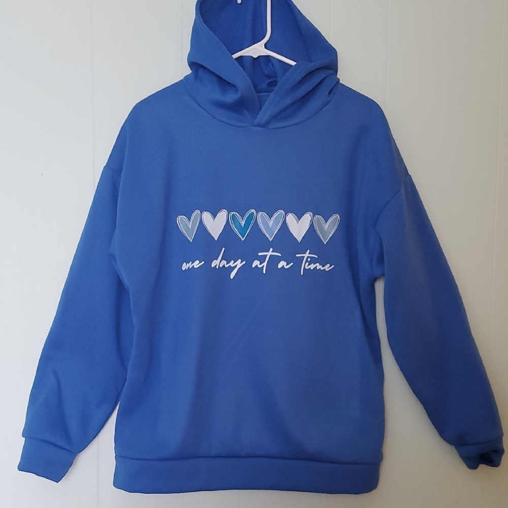 Blue Hoodie with Heart Design